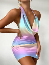 Milk Silk Halter One Step Tie Dye Dress